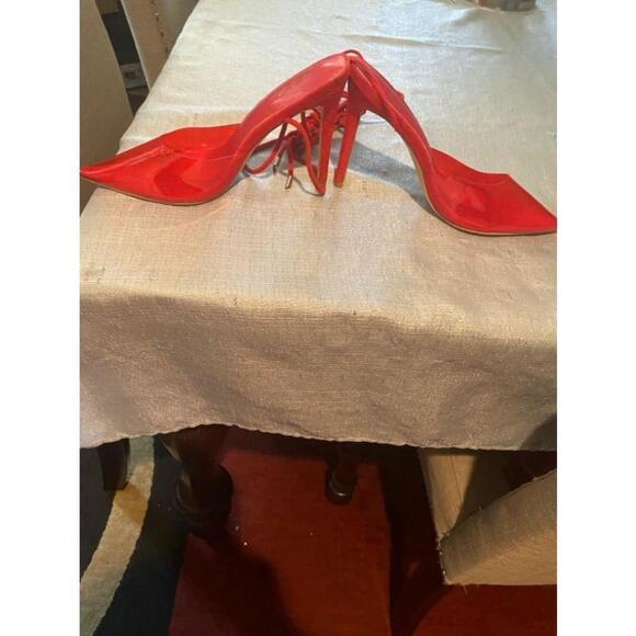 Women's Elizabet Lang Red Heels Size 8.5 - Picture 4 of 7